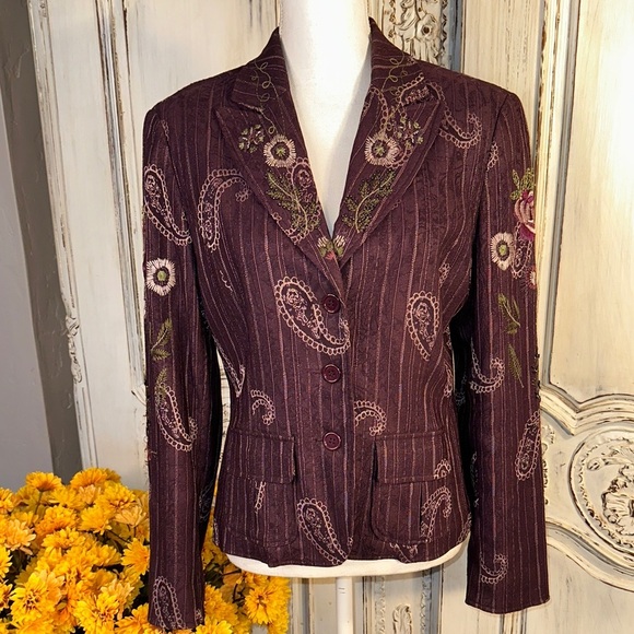 Multiples Embroidered Purple Women's Blazer Jacket - Picture 1 of 14